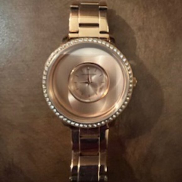 Origami Owl ROSE GOLD Watch, Rhinestones, link band, foldover clasp main image 5